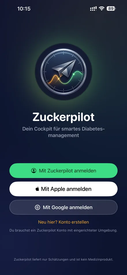 Zuckerpilot App, Ansicht 2
